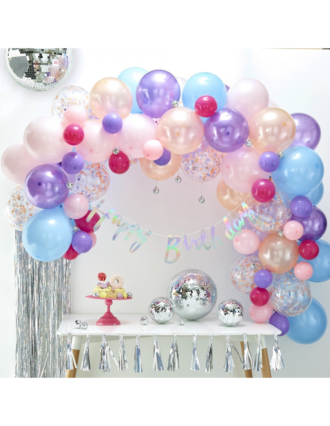 Kit décoration anniversaire - Arche de ballons pastel - Anniversaire pastel