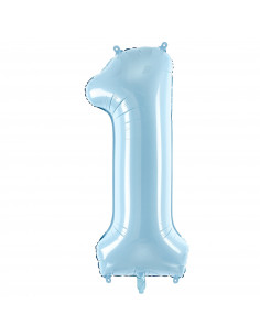Ballon Chiffre Bleu Pastel Mat 86 Cms Aluminium Chiffre 1
