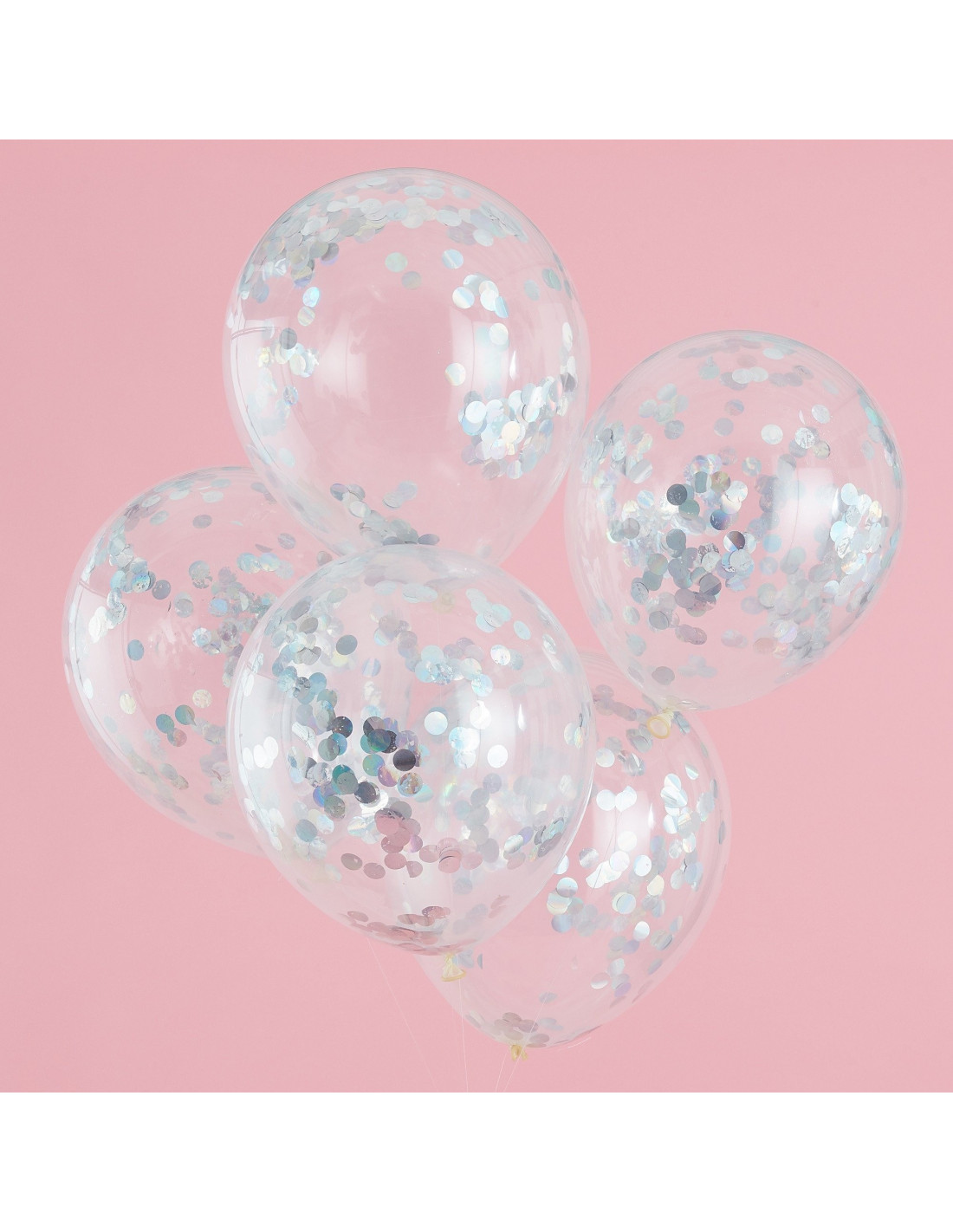 Ballons Transparents 35cm avec Confettis Doré x5