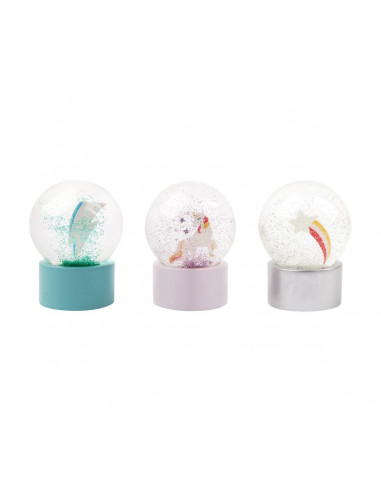 3 Mini Boules à Neige Sunnylife Licorne Etoile Eclair de Tonnerre Cadeau Fille Original