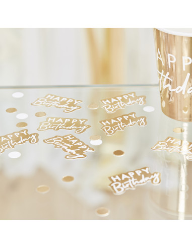 Confettis de Table Happy Birthday Dorés