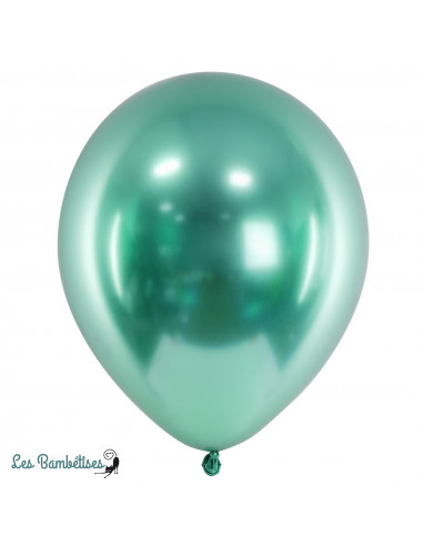 10 Ballons de Baudruche Chrome Vert Menthe