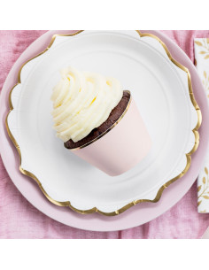 moules à cup cake en papier rose chevron et pois baby shower fête
