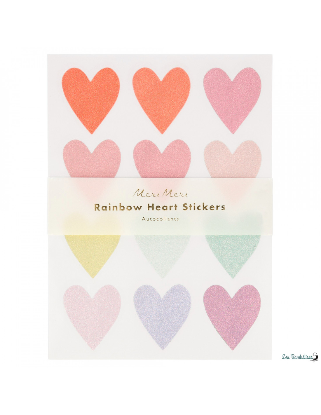 120 Stickers Coeurs Pastels Glitter Meri Meri - Les Bambetises