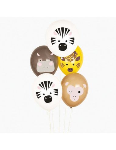 5 Ballons Animaux Safari My Little Day - Les Bambetises