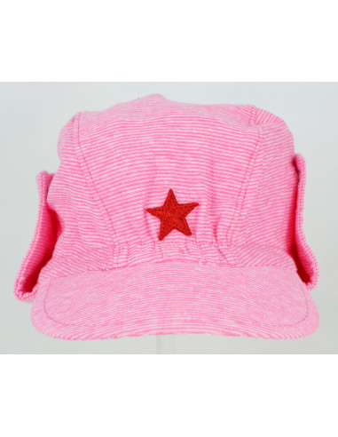 Casquette Rose Vif Rayures Blanches Bords Ajustables Kik Kid