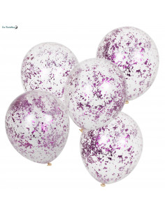 3 Grands Ballons Confettis Doubles Pêche Confettis Or - Les Bambetises