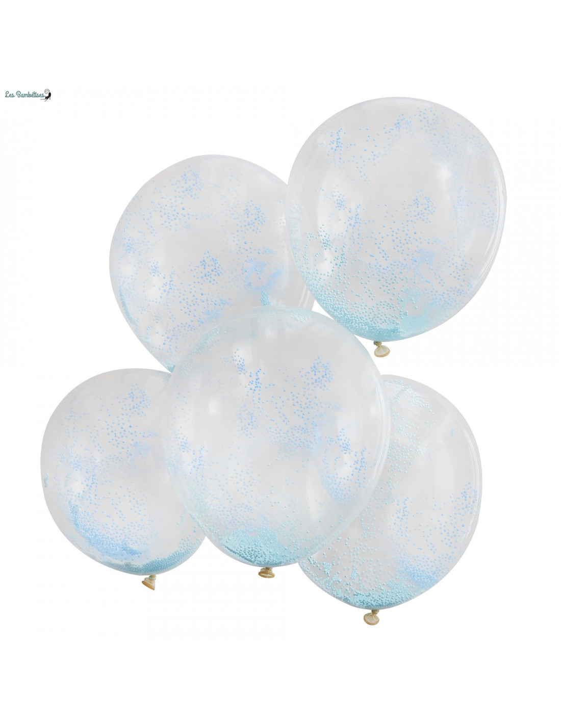 5 ballons de baudruche confettis vert et bleu : decoration fete