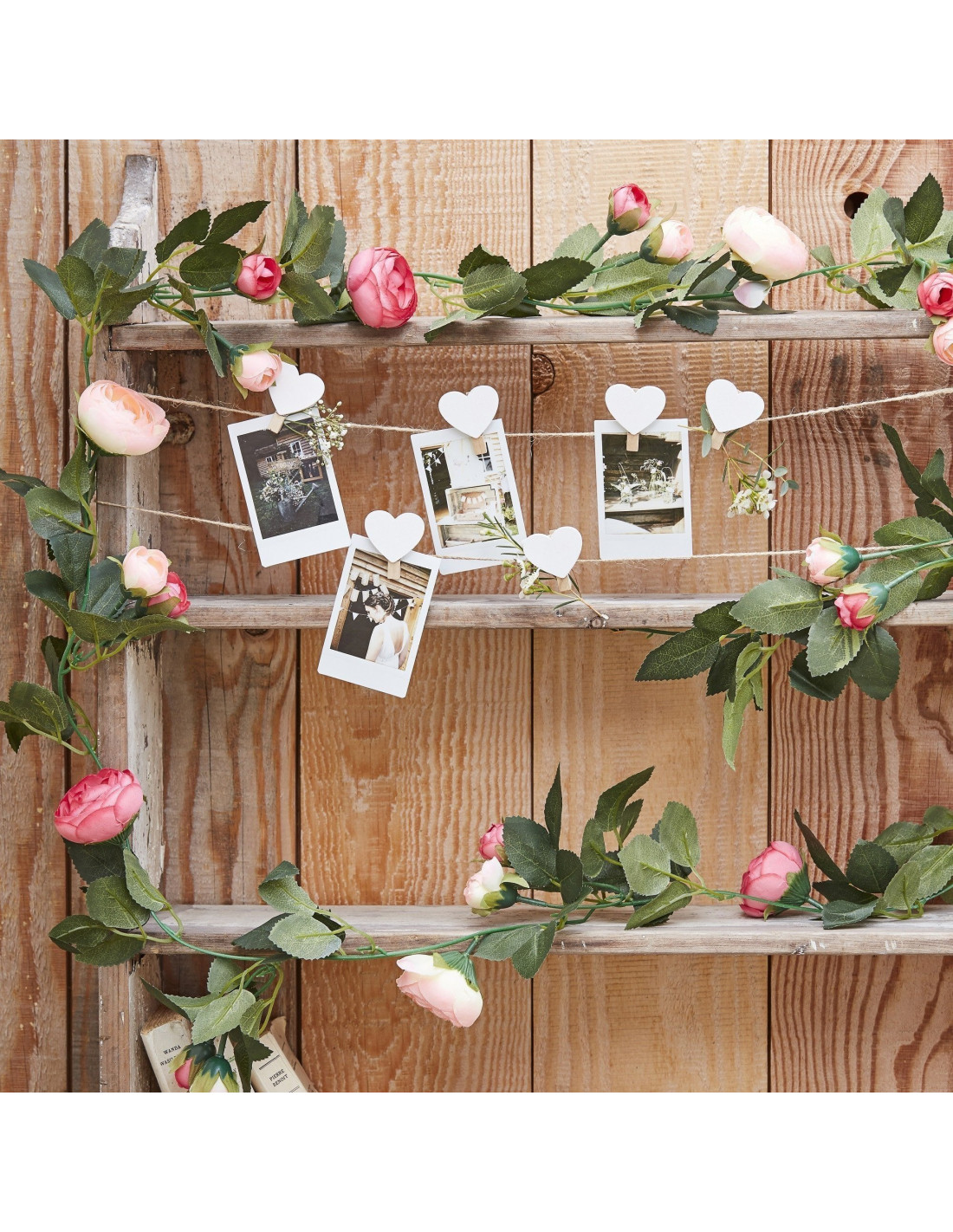 U'Artlines Lot de 3 Couronne de Fleurs Artificielles Blanche Géométriques en Métal Roses Guirlandes Floral Fleurs avec Hortensia Suspendue Couronnes pour Mariage Toile de Fond Mur Pépinière Décor 