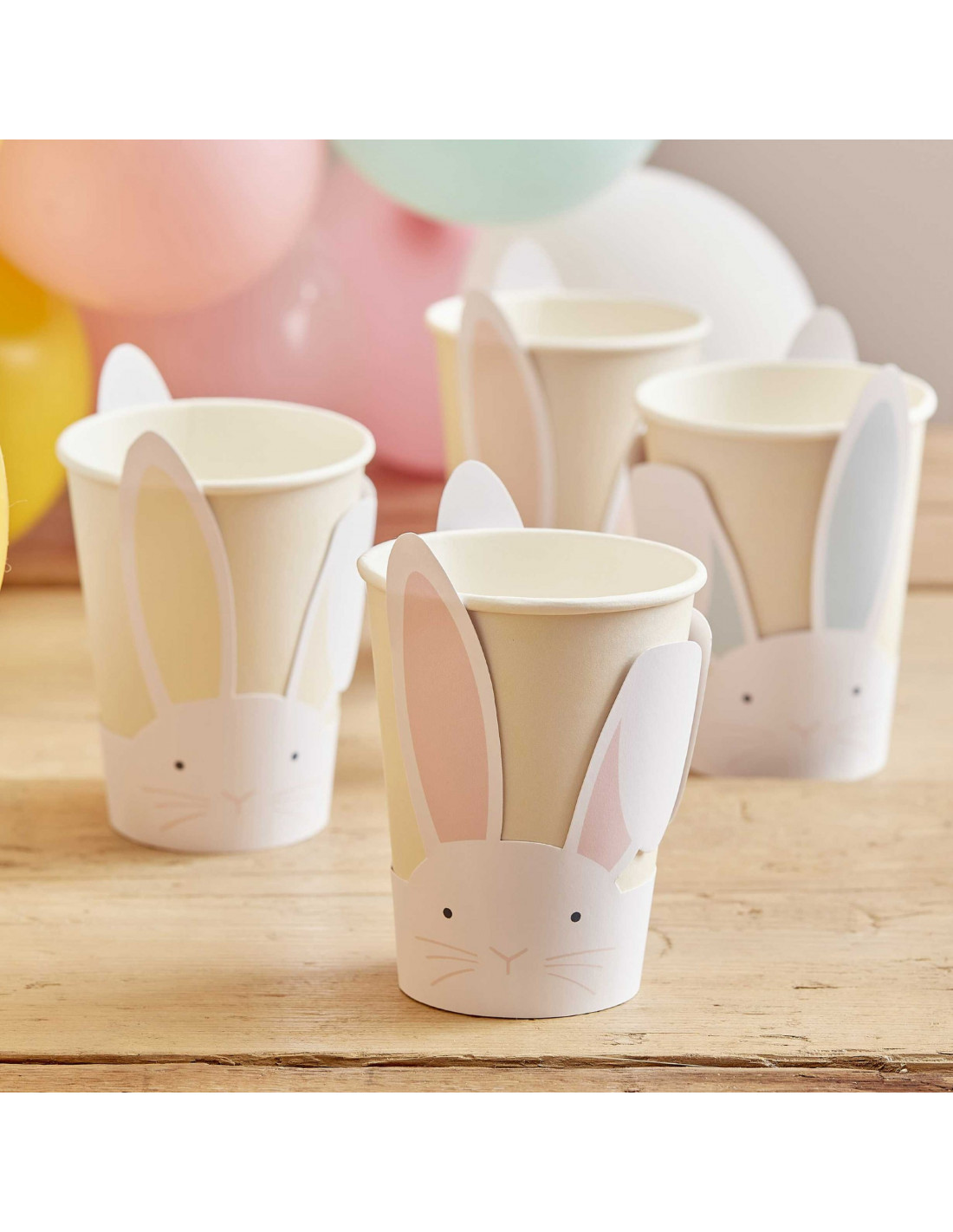 serviettes et gobelets en papier en forme dœufs de Pâques LinTimes Ensemble de fête pour 16 invités en forme de lapin avec assiettes 