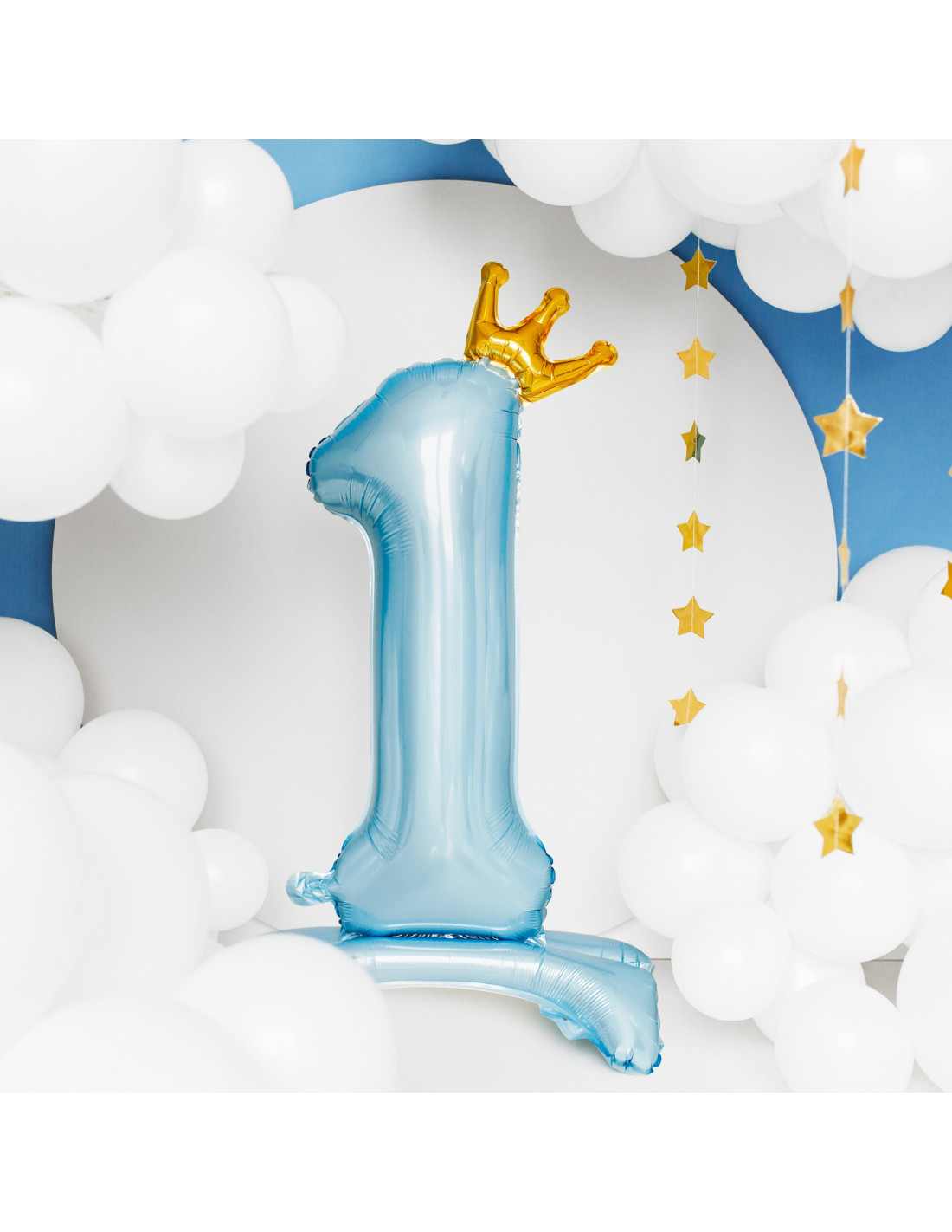 Ballon aluminium Chiffre 2 ans Ballon d'anniversaire bleu avec paille