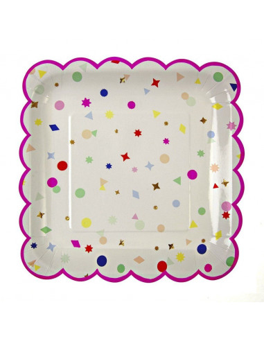 8 Grandes assiettes confettis multicolores meri meri
