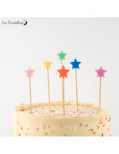 Bougies d'anniversaire étoile Pastel - Gateau d'anniversaire