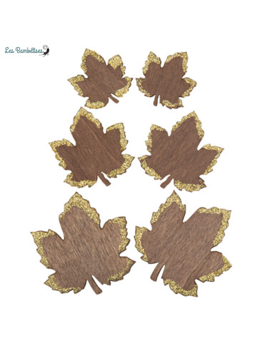 6-confettis-feuilles-d-erable-en-bois-marron-avec-paillettes