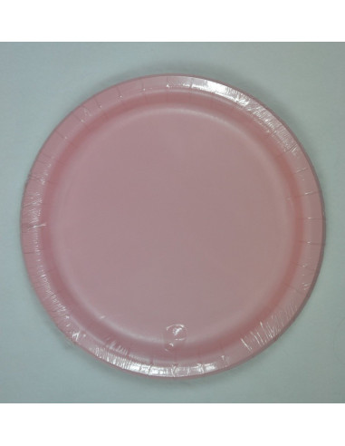 8 grandes assiettes en carton rose pastel