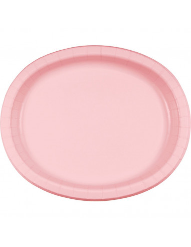 8 grandes assiettes ovales en carton rose pastel 30cms X25cms