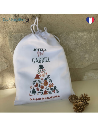 Sac de Noël coton personnalisable motif sapin I Tote the Bag