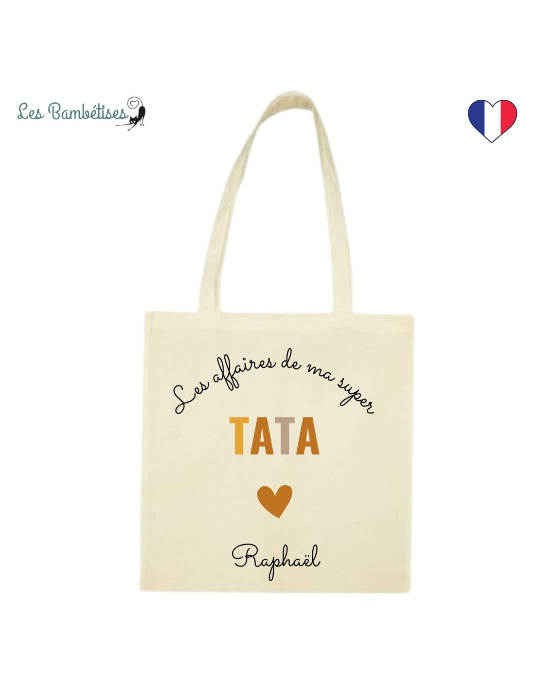 Tote Bag Tata Personnalisé Terracotta - Les Bambetises