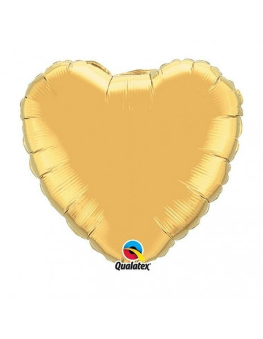Ballon métallique coeur doré brillant