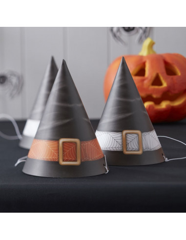 6 chapeaux de sorcières pour décoration fête Halloween