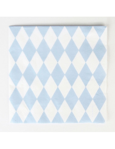 20 serviettes en papier motif losanges bleu pastel my little day