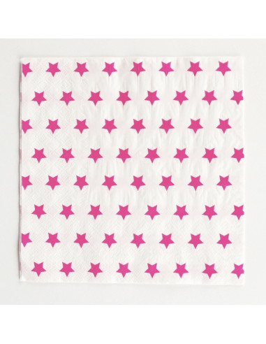 20 serviettes en papier étoiles fuchsias my little day