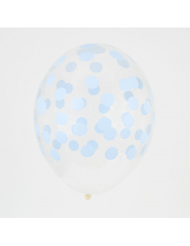 5 ballons transparents imprimés pois bleu ciel my little day