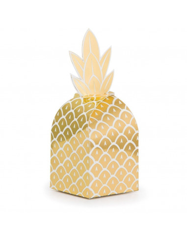 8 boites à cadeaux invités ananas dorés
