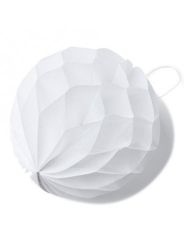 8 petites boules papier alvéolées blanches 10cms