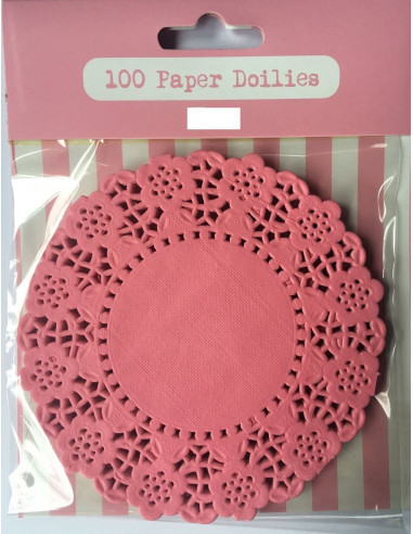 100 petits napperons en papier rose bonbon