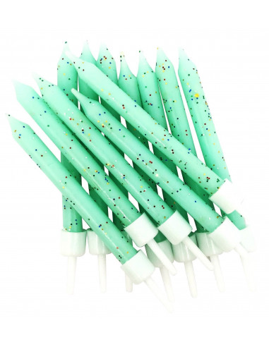 12-bougies-vert-menthe-avec-paillettes-multicolores-decoration-gateau-anniversaire