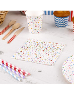 20 serviettes en papier étoiles multicolores