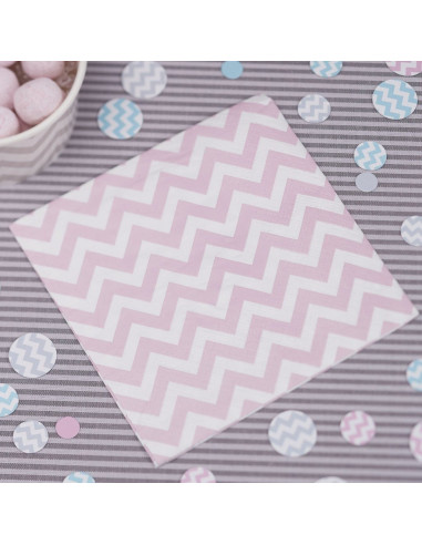 20 Petites serviettes en papier pastel chevron rose clair