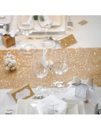 Chemin de table doré Rose avec paillettes, 30x180cm, décoration pour fête,  mariage