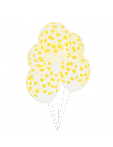 5 ballons transparents imprimés de pois jaunes my little day