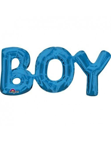 Ballon métallique bleu écriture "Boy" majuscule