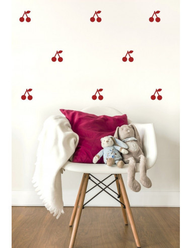 Stickers muraux cerises rouges Pom le bonhomme